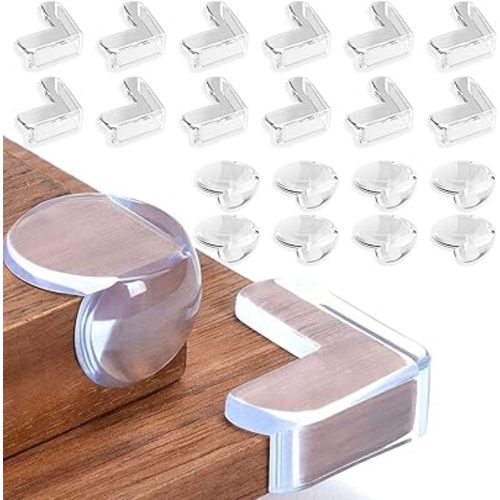 Corner Protector for Baby (20-Pack),Table Corner Protectors for Baby Corner Guards,Baby Proof Clear Safety Guards,12 L-Shaped and 8 Round-Shaped Furniture Corner Covers for Baby Child Keep Safe