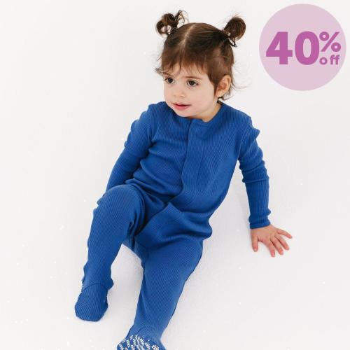 symphony blue ribbed cotton magnetic parent favorite footie – Magnetic Me