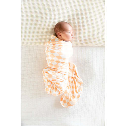 BRIGHT ORANGE + WHITE CHECKER | SWADDLE