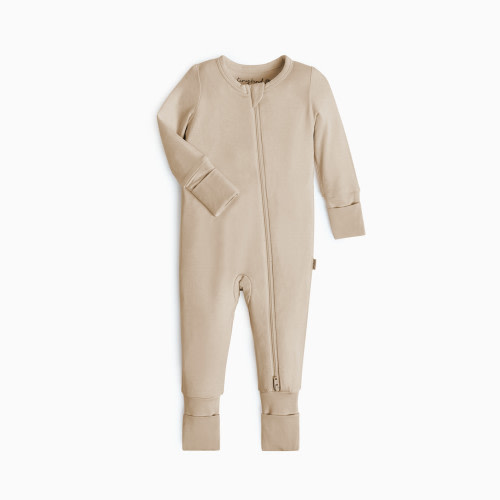 Tiny Kind Bamboo Viscose Convertible Footie - Oat, 3-6 M