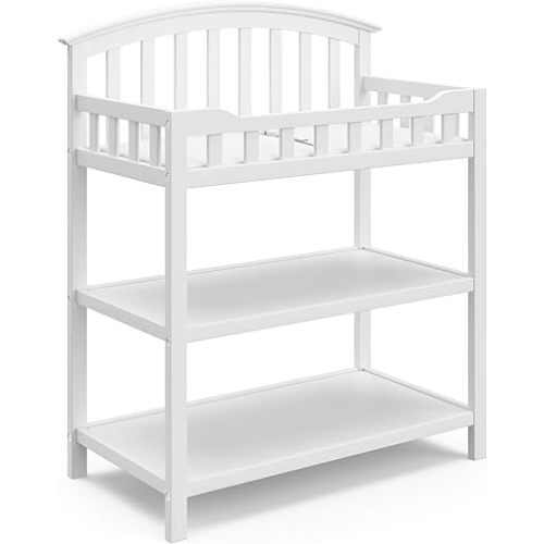 Graco Changing Table with Water-Resistant Changing Pad (White) – GREENGUARD Gold Certified, Multi Storage Nursery Changing Table for Infants and Babies