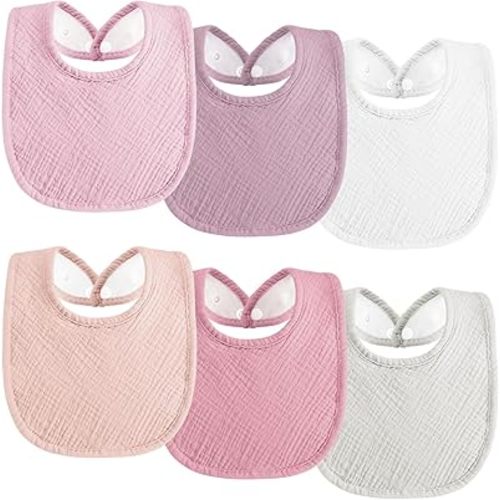 Muslin Baby Bibs 6-Pack Baby Drool Bandana Bibs for Baby Girls Boys Infant Newborn Toddler Drooling and Teething