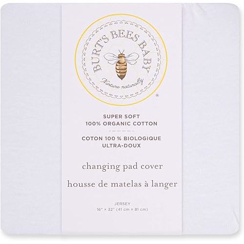 Burt's Bees Baby - Changing Pad Cover, 100% Organic Jersey Cotton Changing Pad Liner for Standard 16 x 32 Inch Changing Mats