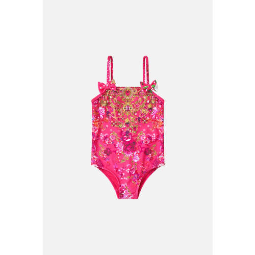 BABIES STRAIGHT NECK ONE PIECE WITH BOWS FLAMENCO ROSE