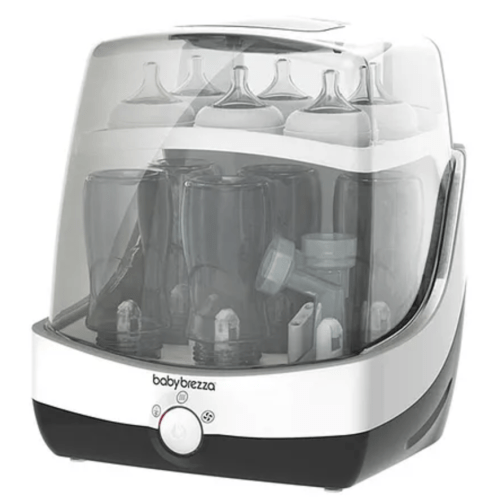 Baby Brezza 10 Minute Baby Bottle Sterilizer + Dryer - Superfast Electric Steam Sterilization - Universal Sterilizing for All Bottles, Pacifiers + Breast Pump Parts, Fits 6 Bottles, 0 Months+, 34.2 x 32 x 38.3 cm - White Online in UAE, Buy at Best Price f