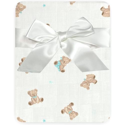 American Baby Company 100% Cotton Muslin Swaddle Blanket, Soft, Breathable & Lightweight, Teddy Bear, 47" x 47" Perfect for Swaddling, Travel and Gifting