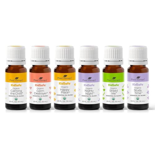 Plant Therapy KidSafe Organic Essential Oil Blends Set 10 mL (1/3 oz) 100% Pure, Undiluted, Therapeutic Grade