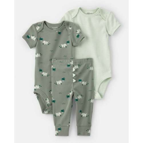 Baby Boy 3-Piece Dinosaur Bodysuits & Pant Set - Green | Carter's