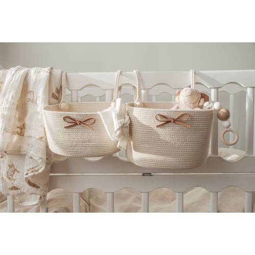 Crib hanging basket for baby, crib pocket organizer, newborn organizer, nursery storage basket, knitted crib basket, baby bed nursery decor