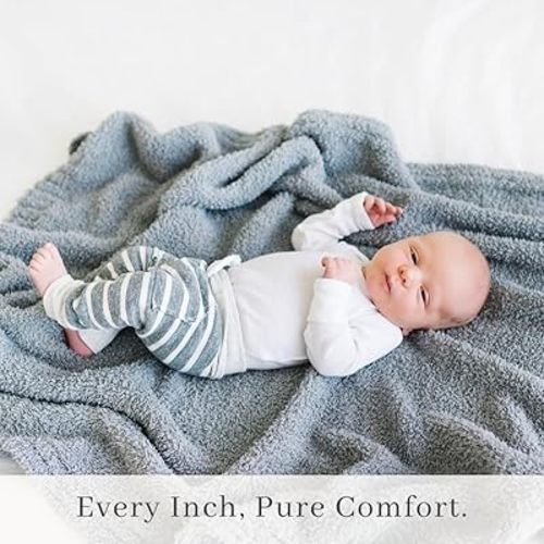 SARANONI Bamboni Luxury Baby Blanket | Plush Blanket for Infant Boys & Girls | Receiving Blanket 30” x 40” | Gray