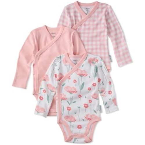 unisex-baby Sterling 3-pack Kimono Bodysuits 100% Organic Cotton Side Snap for Baby Boys & Girls