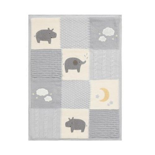 Heirloom Hippo Baby Blanket, Stroller Blanket, Gray