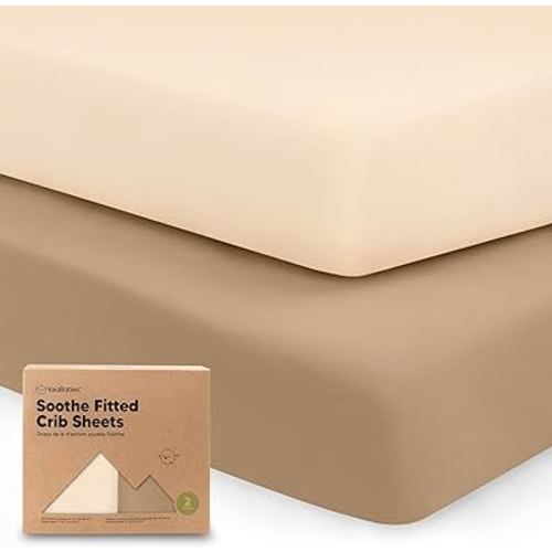 KeaBabies 2-Pack Organic Crib Sheets for Boys, Girls, Jersey Fitted Crib Sheet, Baby Crib Sheets Neutral, Cotton Breathable Crib Sheet, Cute Printed Crib Mattress Sheet, Baby Mattress Sheets (Pecan)