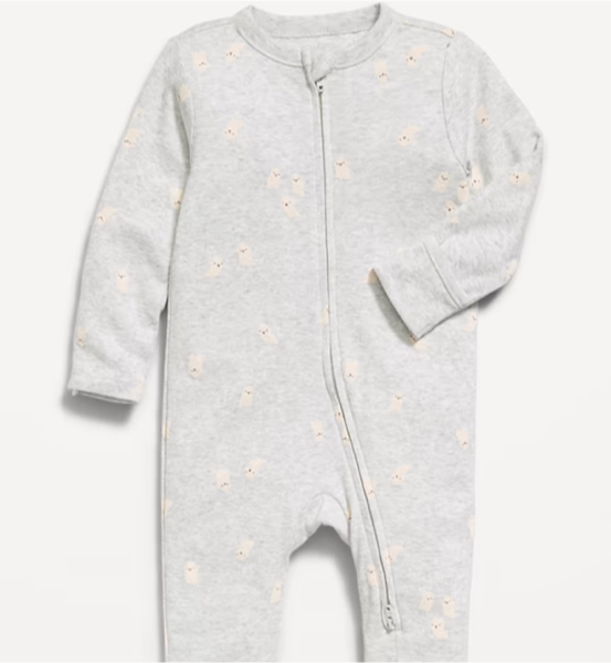 Sleep & Play Footed One-Piece colour: GREY GHOST size: 0 - 3 MONTHS