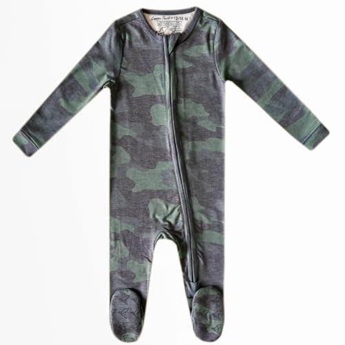 Copper Pearl Zip-Up Footie Baby Pajamas: Ultra-Soft Boys Pajamas and Girls Pajamas, Premium Knit Fabric in Stylish Prints, Tag-Free with Two-Way Zipper, Sized Newborn to 24 Months, Hunter
