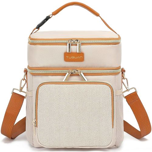 Double Layer Breastmilk Cooler Bag with Ice Pack Insulated Travel Bag for Baby Bottle Breast Milk Storage & Feeding Fits 6 Bottles Up to 9 Ounces Portable Leakproof Bottle Bag for Travel Daycare