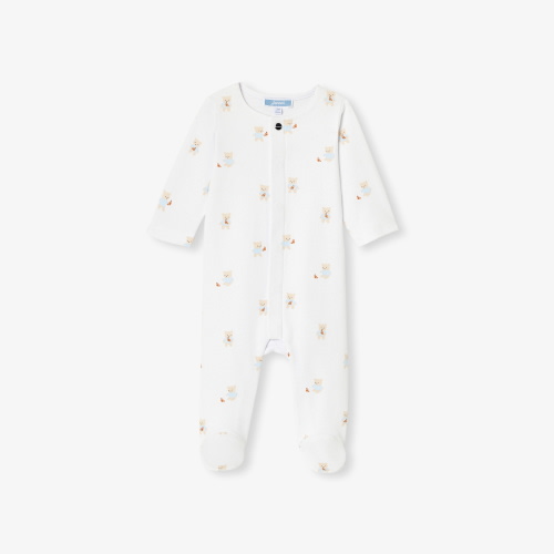 Baby teddy bear and croissant pajamas