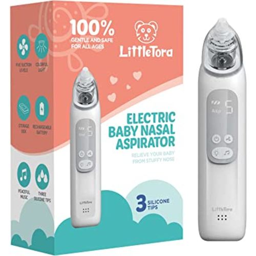LittleTora Baby Nasal Aspirator - Rechargeable Electric Nose Sucker Baby Nose Cleaner - Toddlers Booger Mucus Sucker - Baby Vac Nasal Aspirator - Infant Booger Suction Removal Device