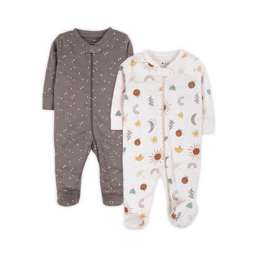Little Star Organic Baby Unisex Sleep 'N Play Footed Pajamas, 2-Pack, Sizes Newborn-9 Months