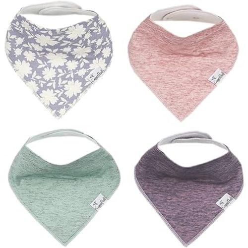 Copper Pearl Baby Bandana Bibs - 4 Pack Soft Cotton Baby Bibs for Drooling and Teething, Absorbent Drool Bibs for Baby Girl and Boy, Adjustable to Fit Newborns to Toddlers, Tons of Styles (Lacie)