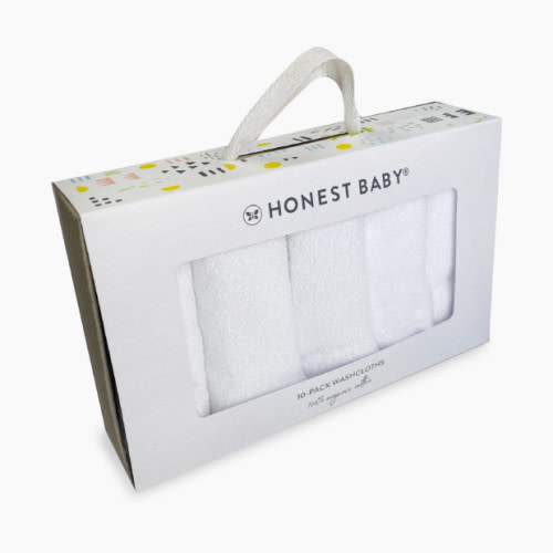 Honest Baby Clothing 10-Pack Organic Cotton Baby Terry Wash Cloths - White, Os