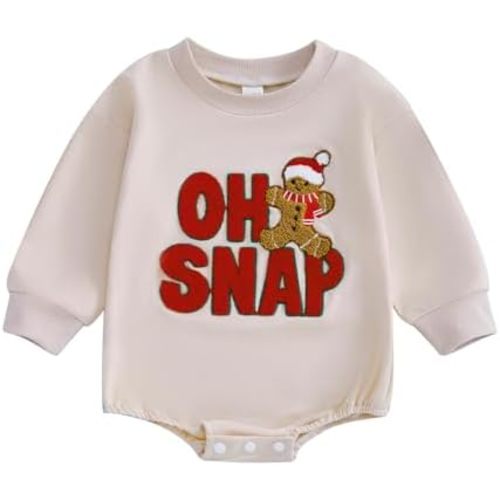 My First Christmas Baby Girl Boy Outfit Newborn Letter Embroidery Sweatshirt Gingerbread Man Romper Fall Clothes