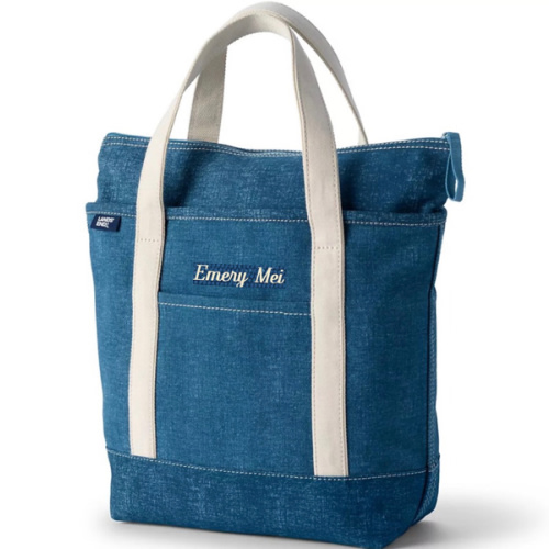 Medium 5 Pocket Zip Top Canvas Tote Bag | Lands' End