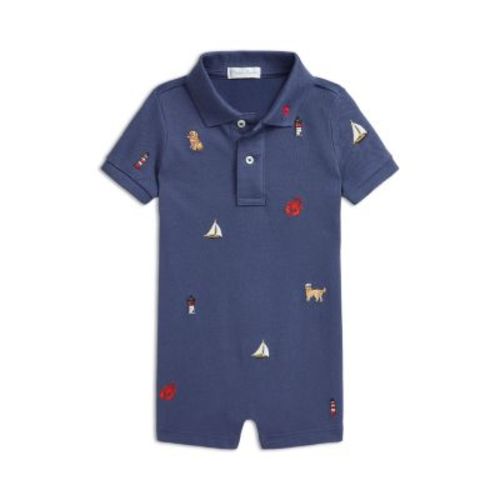 Boys' Embroidered Cotton Mesh Polo Shortall - Baby