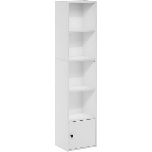 Furinno Luder Shelf Bookcase with 1 Door Storage Cabinet, White