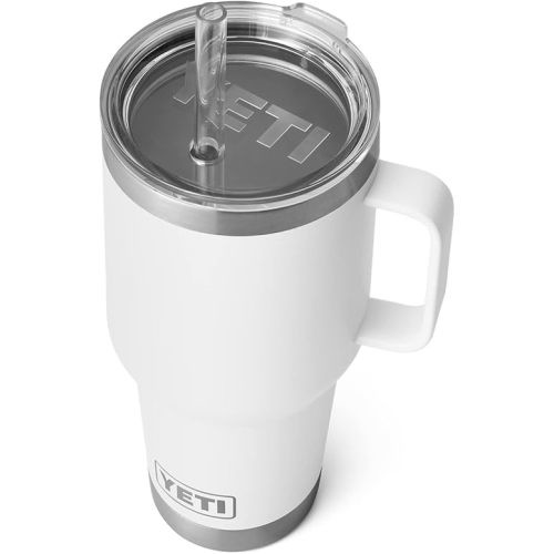YETI Rambler 35 oz Tumbler with Handle and Straw Lid (White)