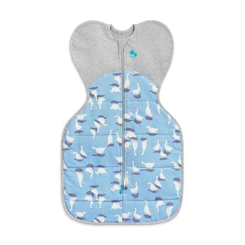 Love to Dream Warm Swaddle UP 2.5 TOG Baby Sleep Sack for Autumn & Winter | Arms Up Position for Self-Soothing, Calms Startle Reflex | Medium 13-19 lbs, Dusty Blue Silly Goose