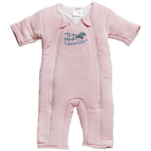 Magic Sleepsuit Baby Merlin's Cotton Baby Swaddle Transition Product - Soft and Cozy Design, Double Zipper for Easy Diaper Changes, Promotes Safe Sleep, 3-6 Months - Pink - Small 12-18lbs