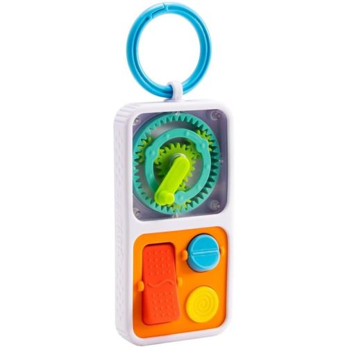 Fat Brain Toys PlayTab Go, Portable Sensory Activity Board with a Clip Ring to Attach to Diaper Bags for Babies and Toddlers Ages 12 Months+