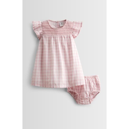 Smocked Cotton Dress & Bloomers, 3M