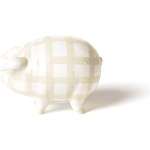 Gingham Piggy Bank, Ecru - Coton Colors | Maisonette