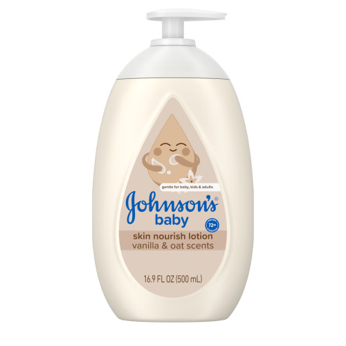 Johnson's Baby Body Lotion with Vanilla and Oat Scents 16.9 fl oz, Moisturizes Dry Skin, Gentle and Hypoallergenic