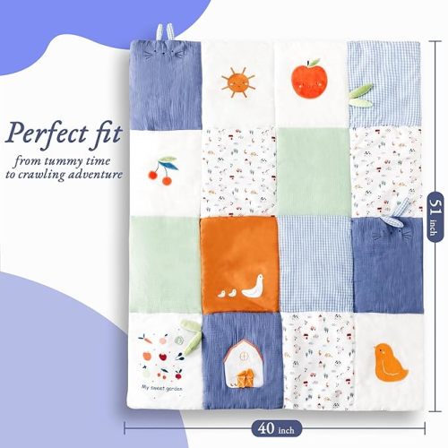 Baby Floor Play Mat Foldable 40x51 Inch, Kids Outdoor Play Mat, Interactive Toys Non Slip Washable Padded Baby Play Mat for kids, Activity Play Mat, Kids Play Mat for babies, Tummy Time Play Mat