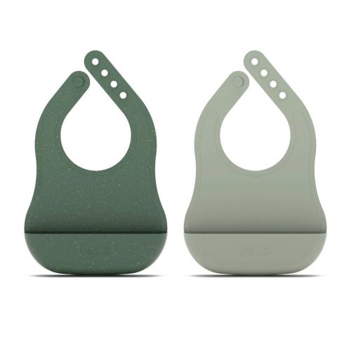 Lalo 2pk Silicone Bibs - Grapefruit