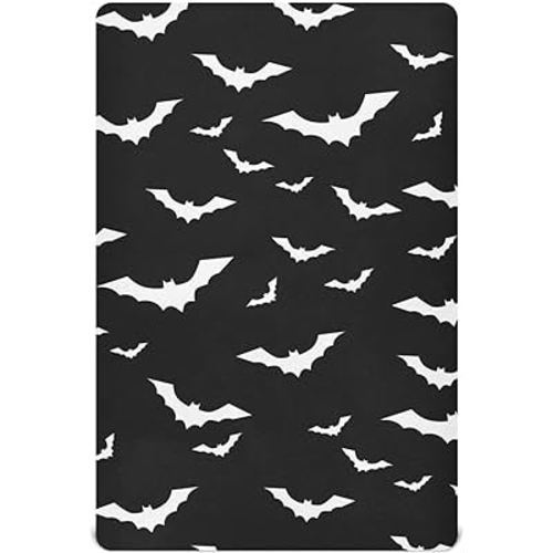 Halloween Bats Crib Sheets Soft Breathable Fitted Baby Crib Sheets Mattress Cover for Girl Boys, 52" x 28" x 9"