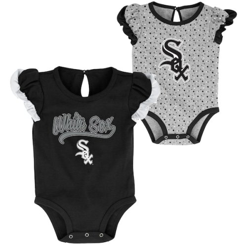 Girls Newborn Chicago White Sox Black/Heathered Gray Scream & Shout Two-Pack Bodysuit Set