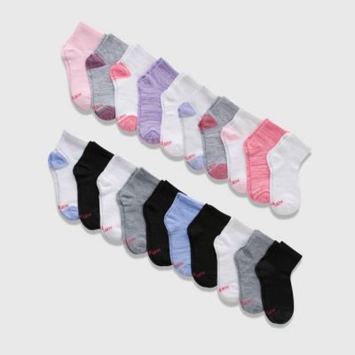 Hanes Girls' 20pk Ankle Socks - Colors May Vary M: Lightweight, Tagless, Breathable, Moisture Wicking