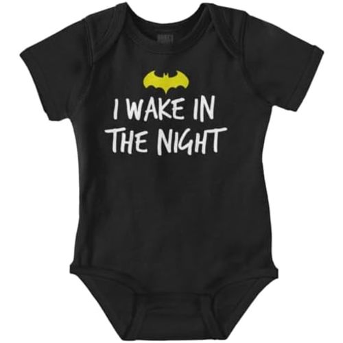 Brisco Brands I Wake in the Night Superhero Bat Baby Romper Boys or Girls