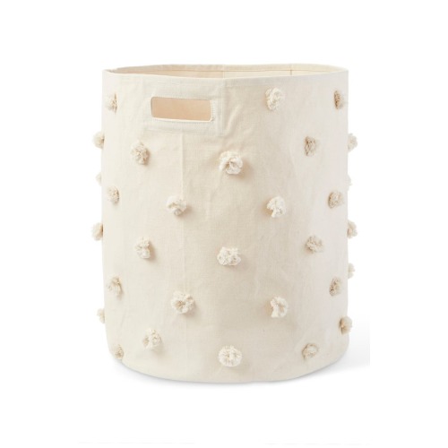Pompom Canvas Hamper - Natural