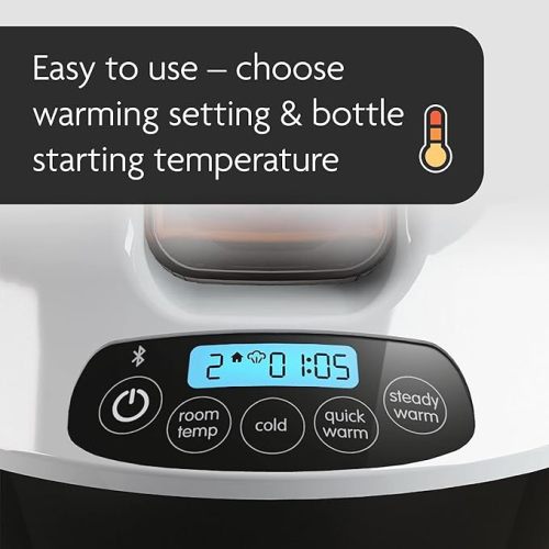 Baby Brezza Safe & Smart Electric Baby Bottle Warmer, Breastmilk Warmer + Baby Food Warmer + Defroster - Universal Warmer Fits All Feeding Bottles: Glass + Plastic – Wireless Bluetooth Control - White (New Version)