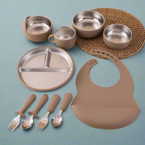 Feeding Set Essential for Kids - Stainless Steel + Food Grade Silicone