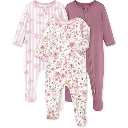 Yoofoss Baby Pajamas 100% Organic Cotton Baby Sleepers for Newborn 0-3 3-6 6-9 Months Boys Girl Clothes 3pcs Footed PJs