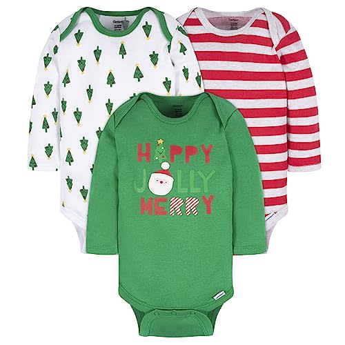 Gerber unisex-baby 3-pack Holiday Long-sleeve Onesies