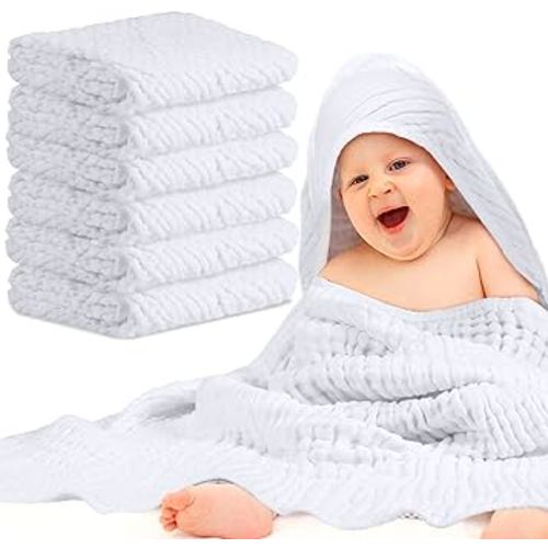 MUKIN Baby Washcloths - Natural Cotton Baby Wipes - Soft Newborn Baby Face  Towel for Sensitive Skin- Baby Registry as Shower, 10 Pack 12x12 inches