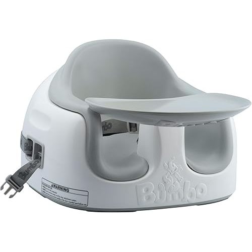 Bumbo 3-in-1 Baby Multi Seat Booster with Feeding Tray, 6-36 Months Old, Cool Grey - High Chair and Floor Seat Accessory for Babies, Infants, and Toddlers