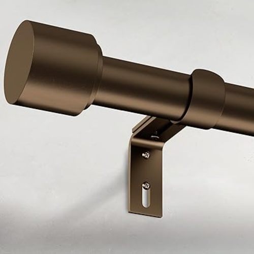 GEEBOBO Bronze Curtain Rods for Windows 66 to 120 Inch, 1 Inch Long Adjustable Heavy Duty Easy Install Curtain Rods Set for Outdoor, Patio, Farmhouse, Bedroom, Living Room (Bronze, 30"-120")